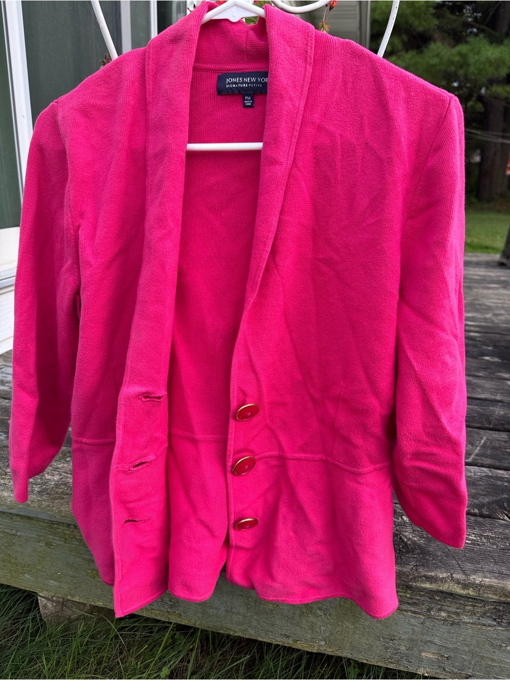 Jones New York Bright Fuchsia Shawl Collar Blazer